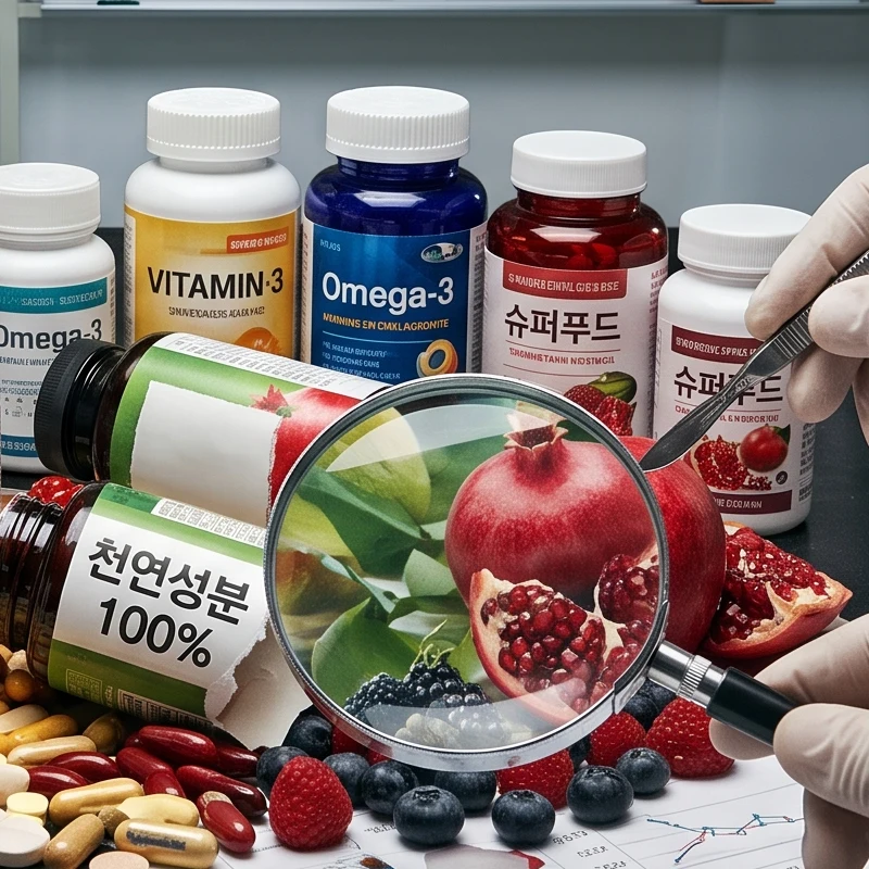 영양제 성분표를 검수하는 이미지